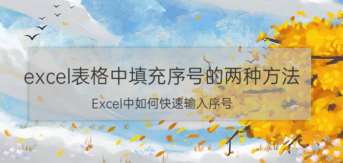 excel表格中填充序号的两种方法 Excel中如何快速输入序号？